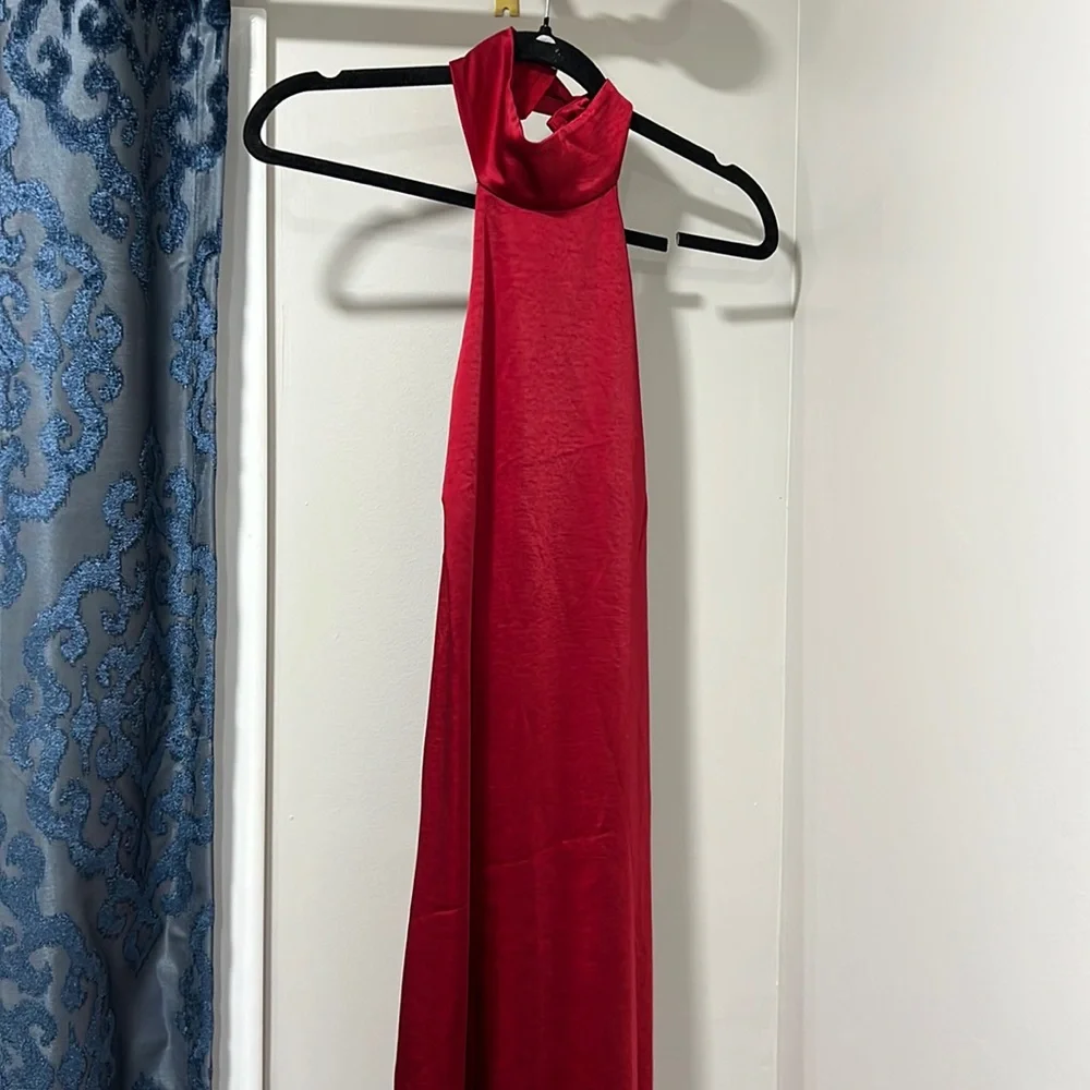 LPA Raveena Halter Scarf Maxi Dress in Cherry Red - Picture 4 of 13